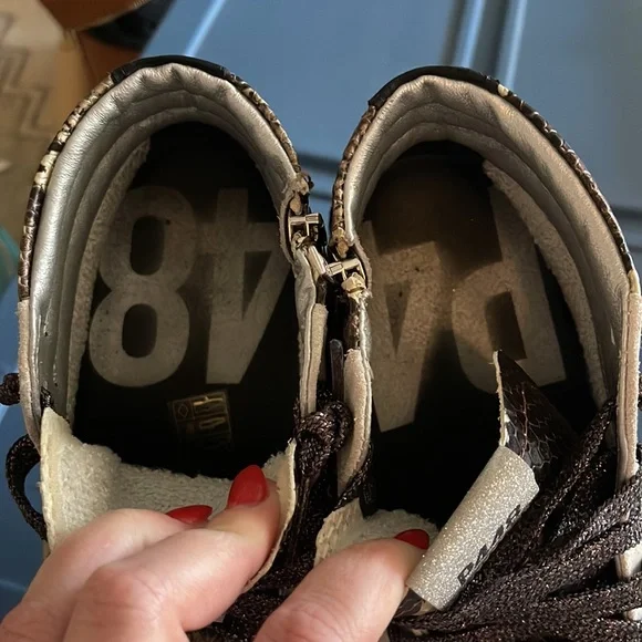 P448 High-Top Sneakers in Beige and Brown Snake Print - Picture 4 of 6